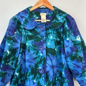 Anthropologie • Elevenses Kaleidoscope Blue Watercolor Floral Swing Coat Size 8